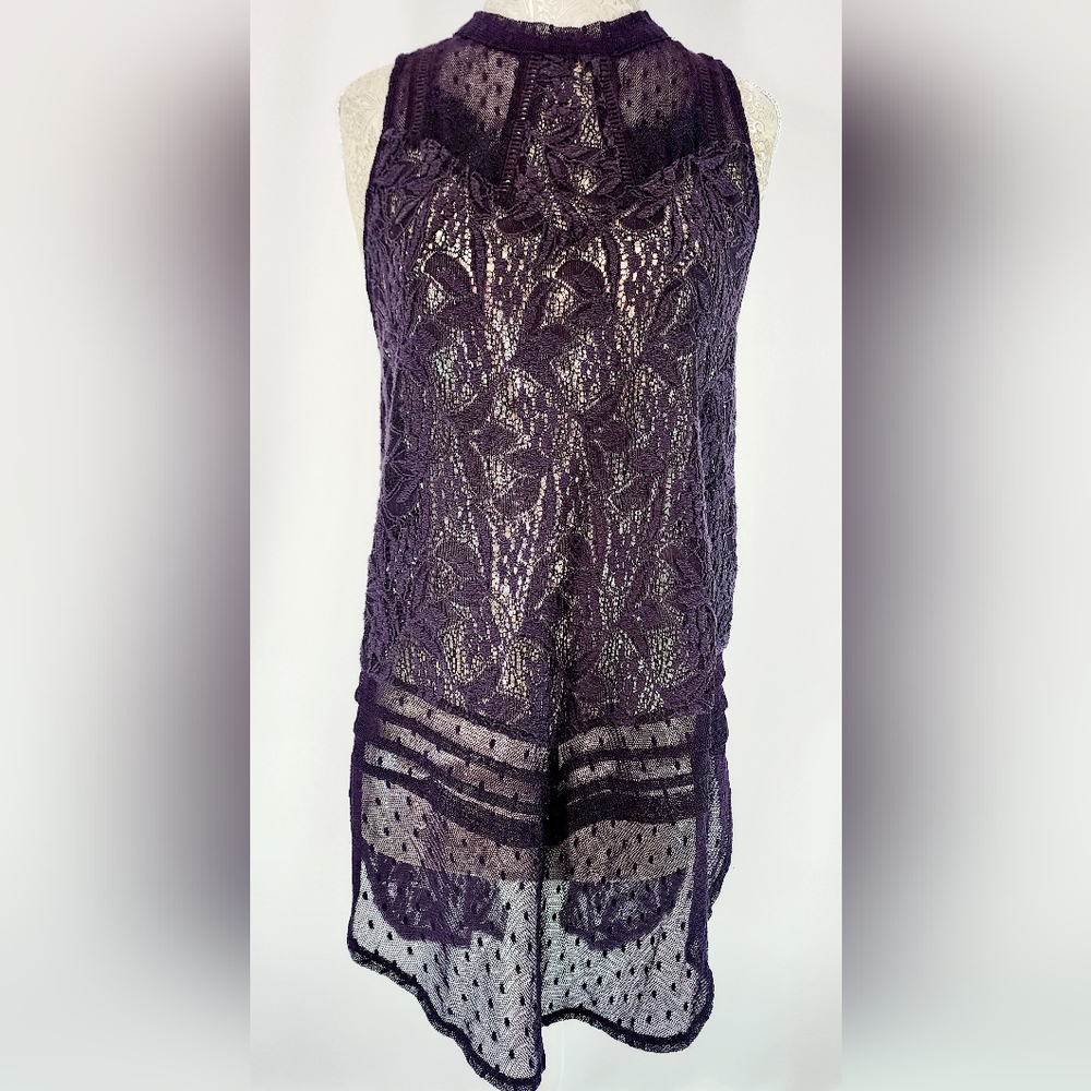 Free People modern mesh Maisie purple lace tunic